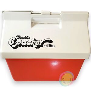 Thermos Vintage Double 6 Packer Red White Cooler